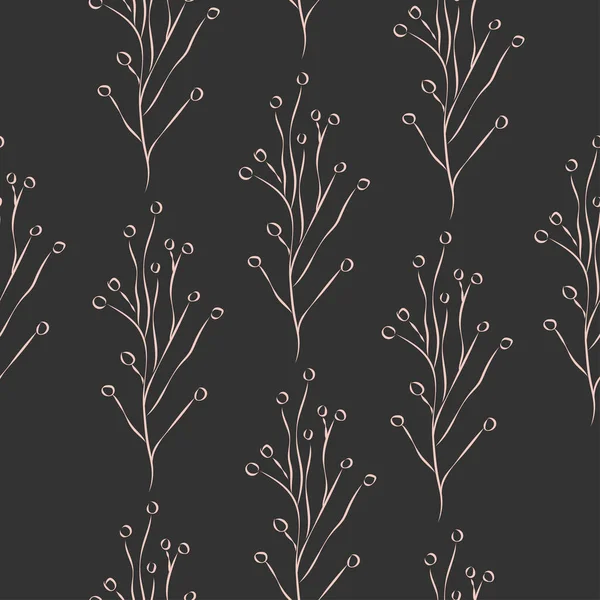 Naadloos patroon met handgetekende planten. Scandinavische stijl. — Stockvector