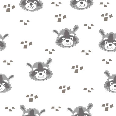 Sevimli elli kusursuz desenli rakunlar (kafaları). İskandinav
