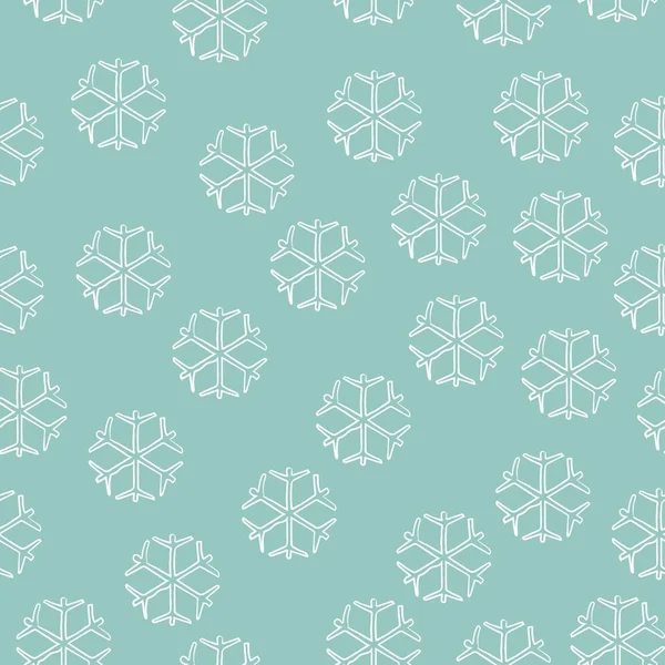 Elle çizilmiş kar taneleriyle kusursuz kış deseni. İskandinav — Stok Vektör