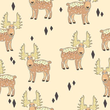 Sevimli El Çekimi Orman Hayvanları 'na sahip kusursuz desenli. İskandinav