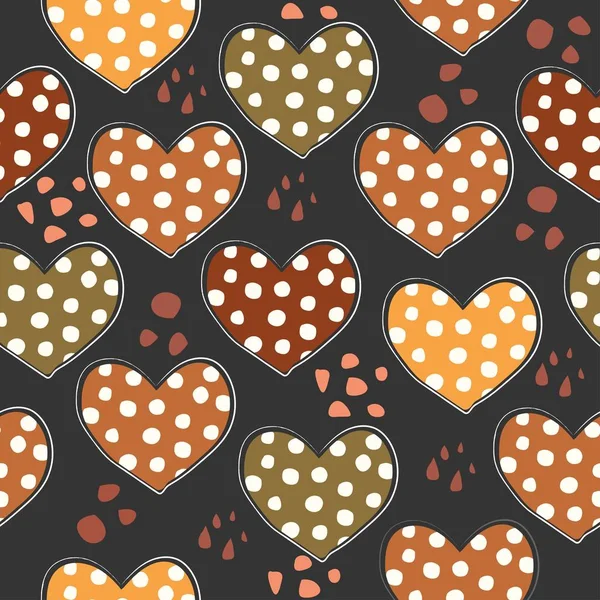 Terracota Corazón abstracto patrón sin costura. Diseño digital moderno — Vector de stock