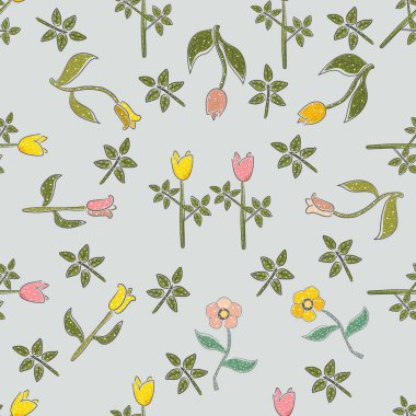 Terracotta Çiçekli Soyut Kusursuz Desen. Modern Dijital Desi