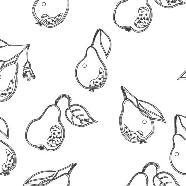 Sevimli El Çizilmiş Armutlu Kusursuz Desen. İskandinav Tarzı.