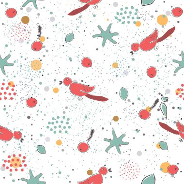 Elle çizilmiş elementleri olan şirin bir desen. İskandinav Tarzı.