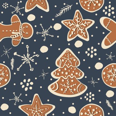 Elle çizilmiş elementleri olan şirin bir desen. İskandinav Tarzı.