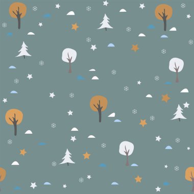 Elle çizilmiş elementleri olan şirin bir desen. İskandinav Tarzı.