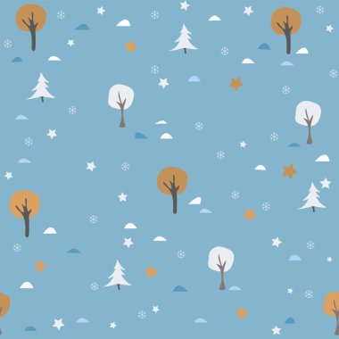 Elle çizilmiş elementleri olan şirin bir desen. İskandinav Tarzı.