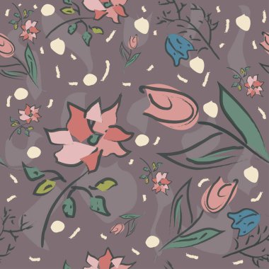 Elle çizilmiş elementleri olan şirin bir desen. İskandinav Tarzı.