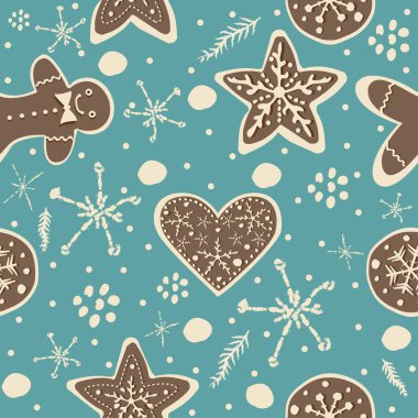 Elle çizilmiş elementleri olan şirin bir desen. İskandinav Tarzı.