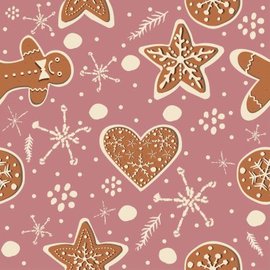 Elle çizilmiş elementleri olan şirin bir desen. İskandinav Tarzı.