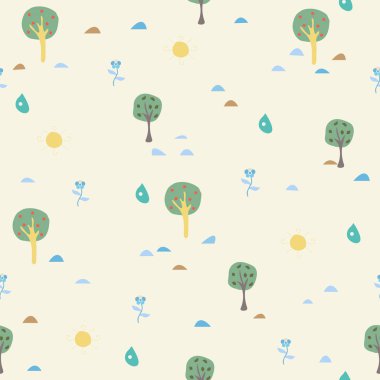 Elle çizilmiş elementleri olan şirin bir desen. İskandinav Tarzı.