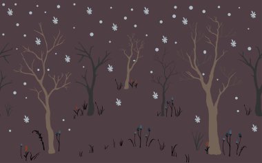 Elle çizilmiş elementleri olan şirin bir desen. İskandinav Tarzı.