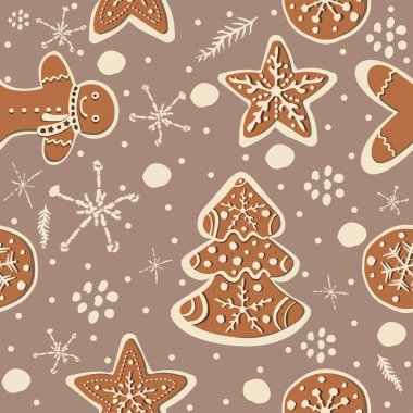 Elle çizilmiş elementleri olan şirin bir desen. İskandinav Tarzı.