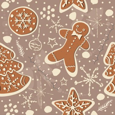 Elle çizilmiş elementleri olan şirin bir desen. İskandinav Tarzı.