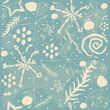 Elle çizilmiş elementleri olan şirin bir desen. İskandinav Tarzı.