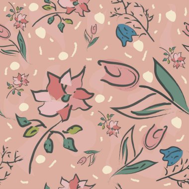 Elle çizilmiş elementleri olan şirin bir desen. İskandinav Tarzı.