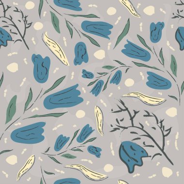 Elle çizilmiş elementleri olan şirin bir desen. İskandinav Tarzı.