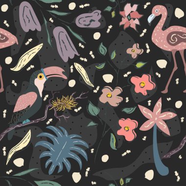 Elle çizilmiş elementleri olan şirin bir desen. İskandinav Tarzı.