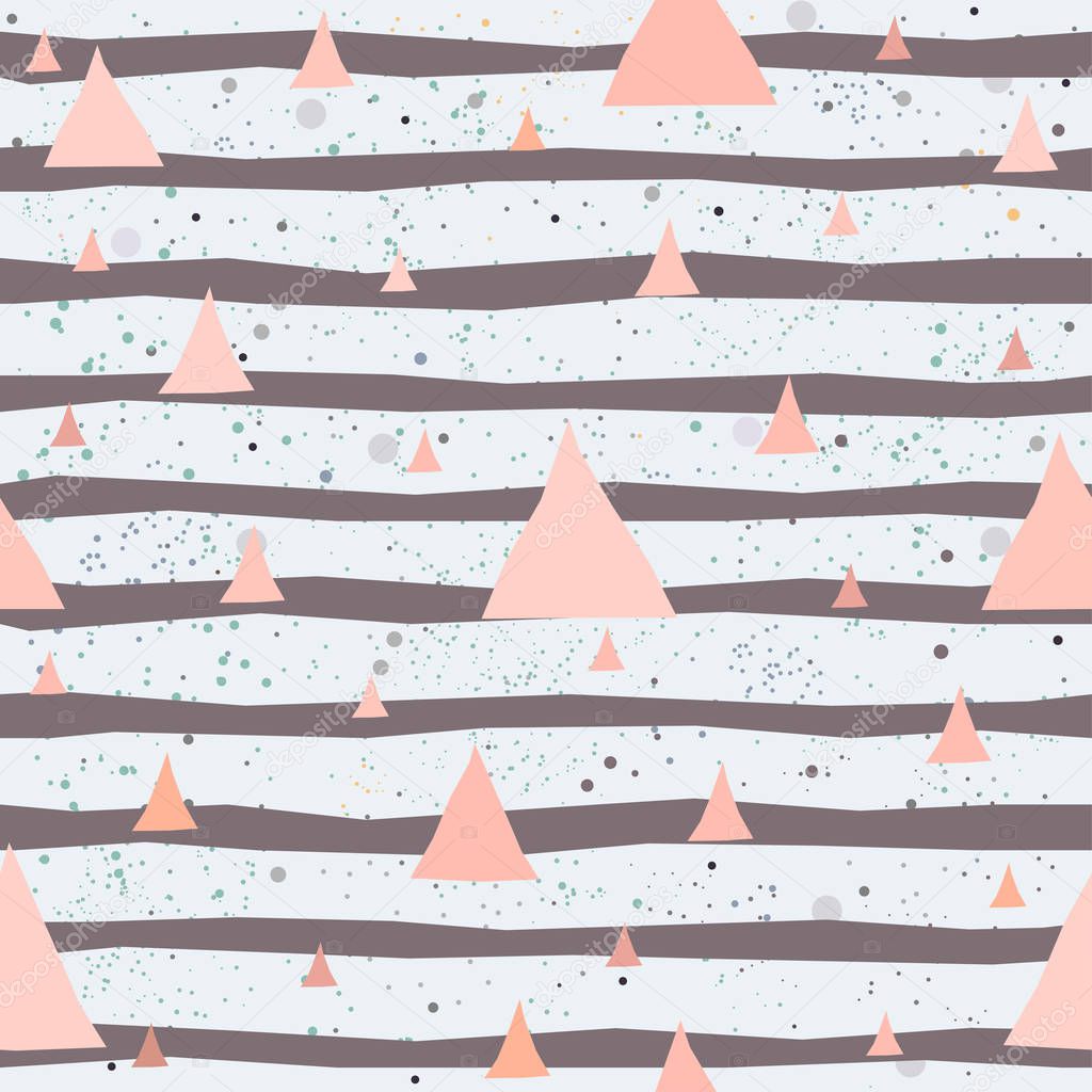 Cute Pattern with hand drawn elements. Scandinavian Style.