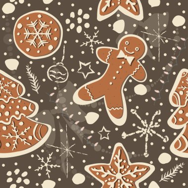 Elle çizilmiş elementleri olan şirin bir desen. İskandinav Tarzı.