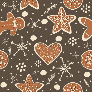 Elle çizilmiş elementleri olan şirin bir desen. İskandinav Tarzı.