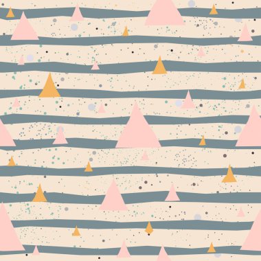 Elle çizilmiş elementleri olan şirin bir desen. İskandinav Tarzı.