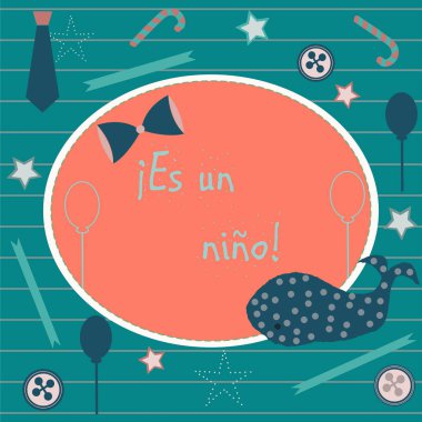 Elle çizilmiş elementleri olan şirin bir desen. İskandinav Tarzı.