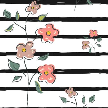 Elle çizilmiş elementleri olan şirin bir desen. İskandinav Tarzı.