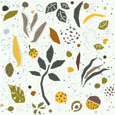 Elle çizilmiş elementleri olan şirin bir desen. İskandinav Tarzı.