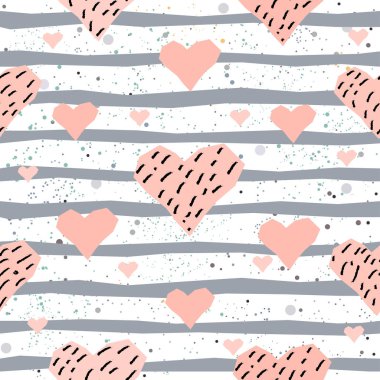 Elle çizilmiş elementleri olan şirin bir desen. İskandinav Tarzı.