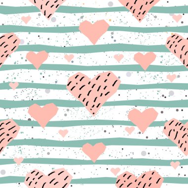 Elle çizilmiş elementleri olan şirin bir desen. İskandinav Tarzı.