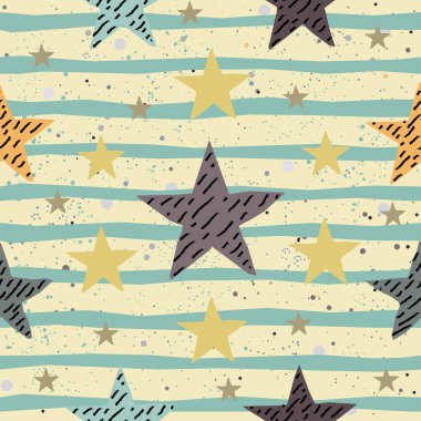 Elle çizilmiş elementleri olan şirin bir desen. İskandinav Tarzı.