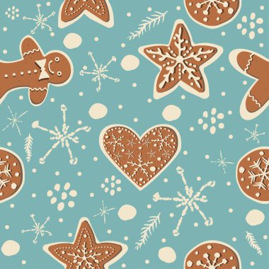 Elle çizilmiş elementleri olan şirin bir desen. İskandinav Tarzı.