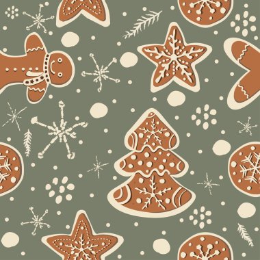 Elle çizilmiş elementleri olan şirin bir desen. İskandinav Tarzı.