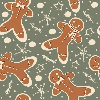 Elle çizilmiş elementleri olan şirin bir desen. İskandinav Tarzı.