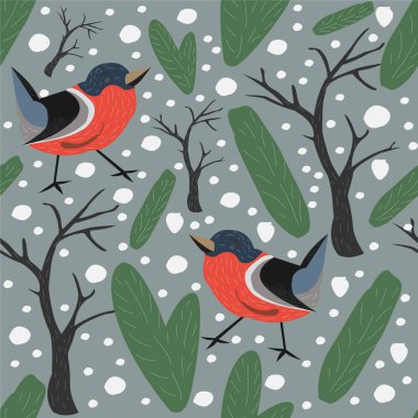 Elle çizilmiş elementleri olan şirin bir desen. İskandinav Tarzı.