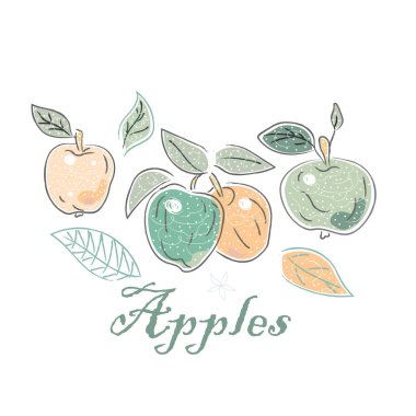 Elmalı şirin ikon. El yapımı İskandinav tarzı. Vektör III