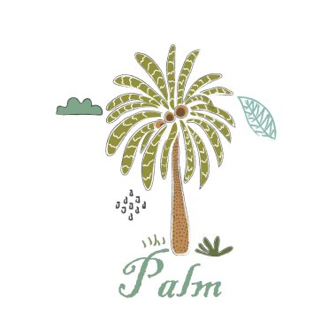 Palmiyeli şirin kış ikonu. El yapımı İskandinav tarzı. Vecto