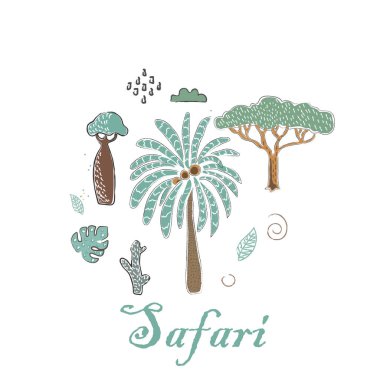 Ağaçlı şirin kış ikonu. El Çekimi İskandinav Biçimi. 