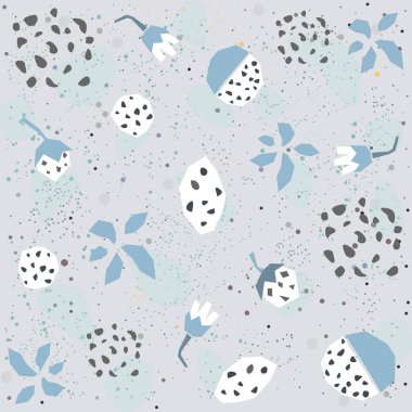 Elle çizilmiş elementleri olan şirin bir desen. İskandinav Tarzı.