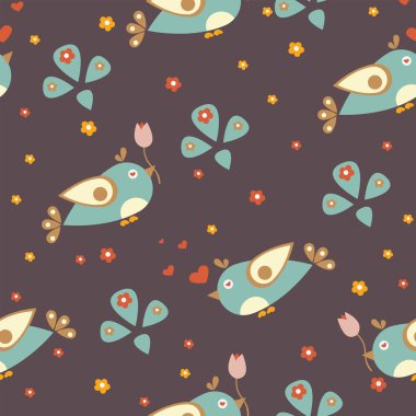 Elle çizilmiş elementleri olan şirin bir desen. İskandinav Tarzı.