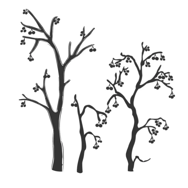 Sömlös handritad design med träd. Ljusskandinavisk stil — Stock vektor