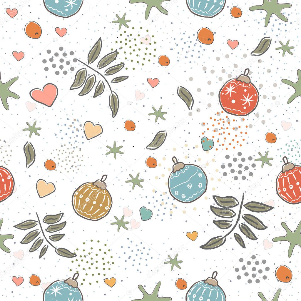 Cute Pattern with hand drawn elements. Scandinavian Style.