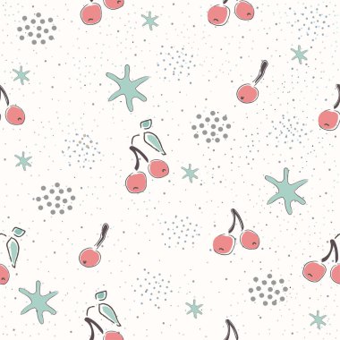 Şirin arkaplanda şirin kirazlı kusursuz desen