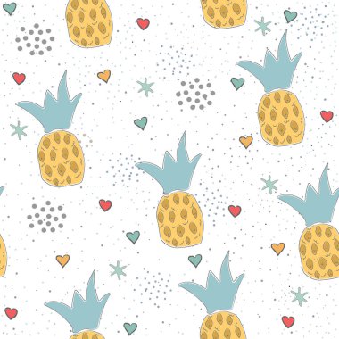 Elle çizilmiş elementleri olan şirin bir desen. İskandinav Tarzı.