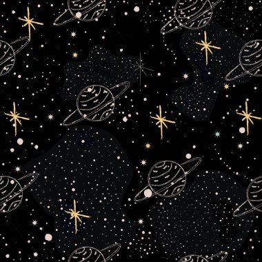 Kusursuz desenli yıldızlar ve karanlık arka planda parlak yıldızlar.. 