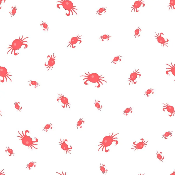 Seamless Pattern Red Crabs White Background — Stock Vector