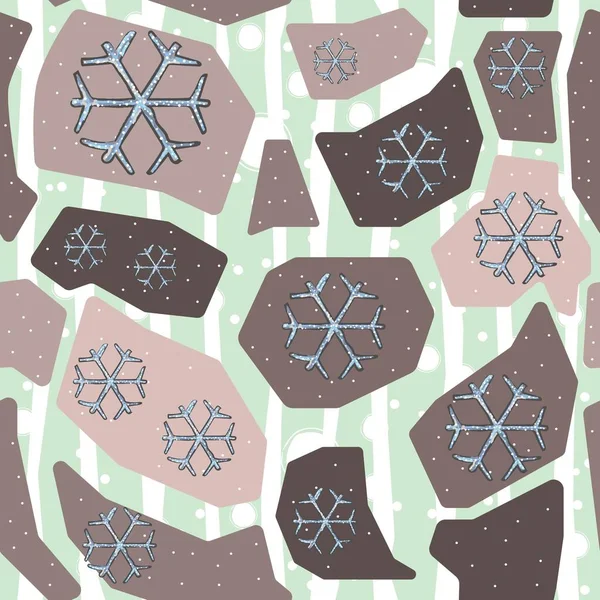 无缝隙冬季图案及圣诞装饰品 — 图库矢量图片