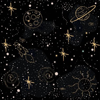 Kusursuz desenli yıldızlar ve karanlık arka planda parlak yıldızlar.. 