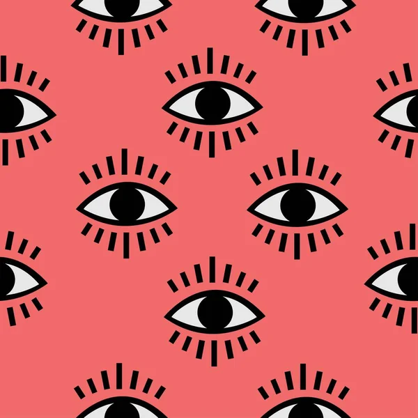 第三の目シームレスパターン シームレスパターン サイケデリックな目エジプト人は目を閉じて目を開けたウェブ ファブリックカバー 織物などに適しています — ストックベクタ